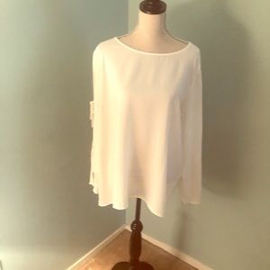 Long sleeve off-white top with ties on sleeves